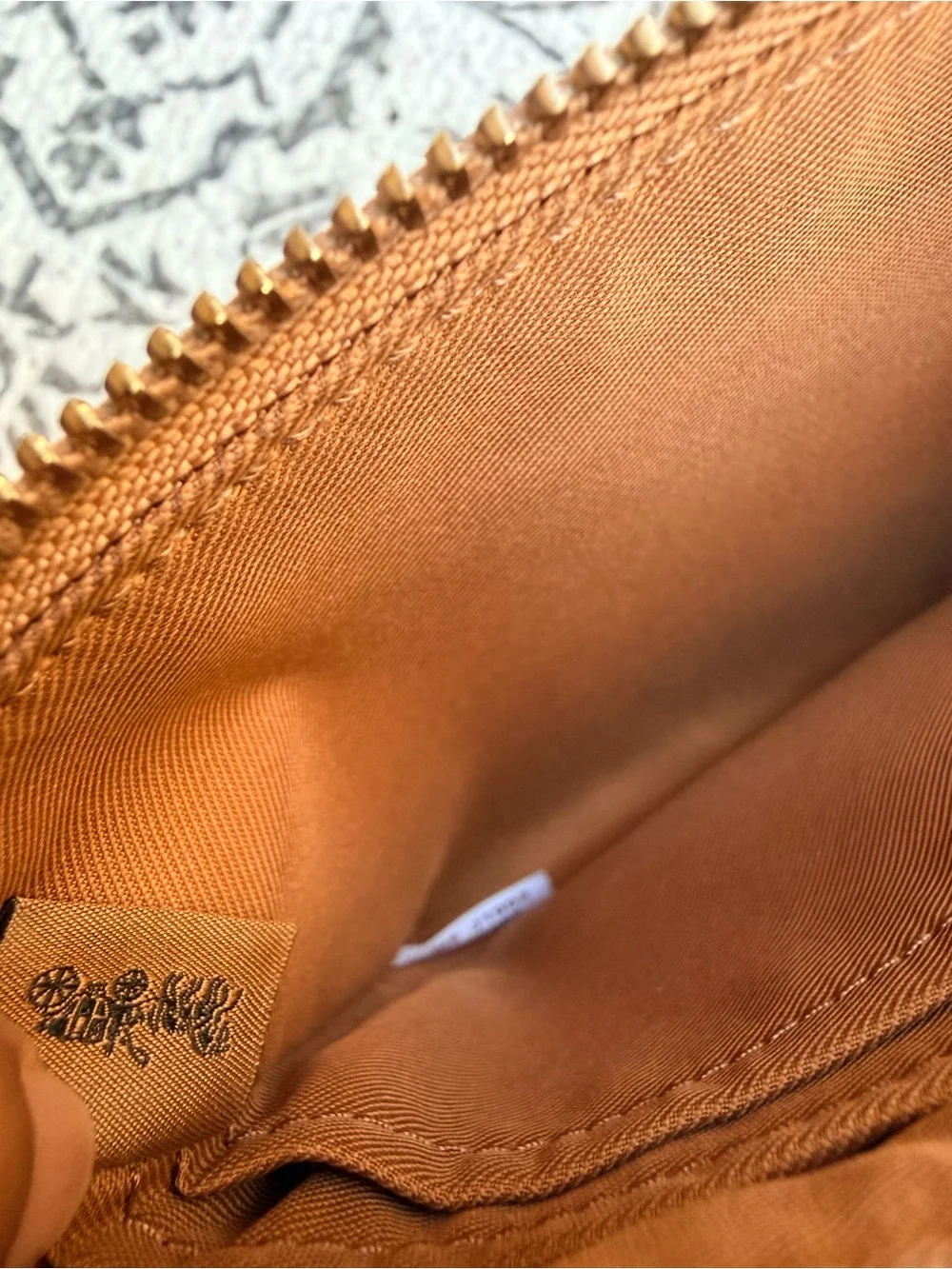 Coach Pebbled Leather Zip Pouch in Saddle Brown with Gold Hardware